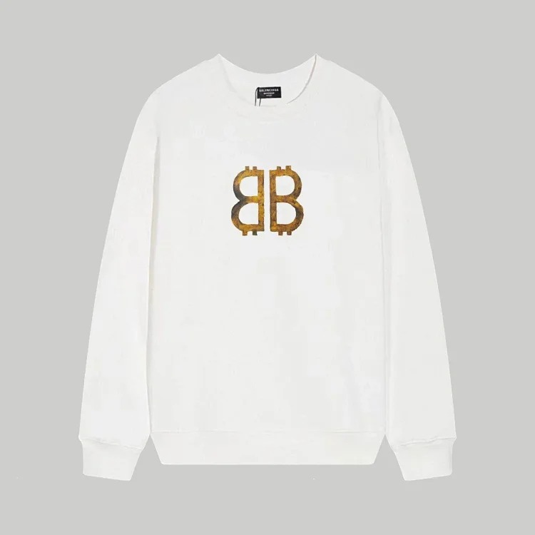 Cross-border B home 24SS autumn double B retro print graffiti 380g double-strand large terry long-sleeved T-shirt for men and women
