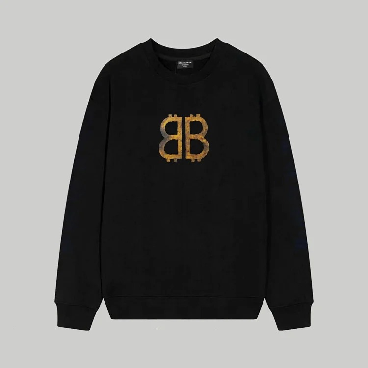 Cross-border B home 24SS autumn double B retro print graffiti 380g double-strand large terry long-sleeved T-shirt for men and women