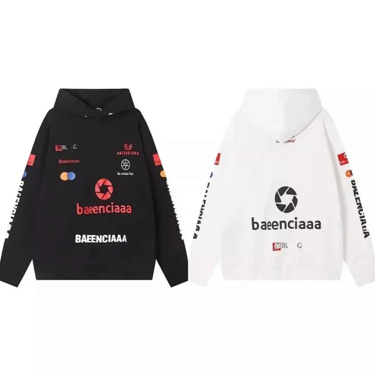 High-quality high-end men's and women's Paris mud-dyed distressed hand-painted frayed BB hooded sweatshirt loose high weight terry