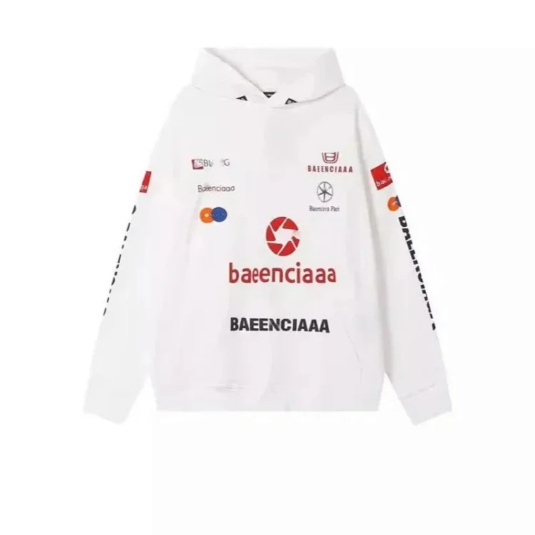 High-quality high-end men's and women's Paris mud-dyed distressed hand-painted frayed BB hooded sweatshirt loose high weight terry