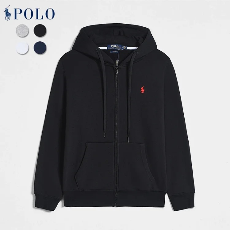 POLO new men's hooded sweatshirt pony hooded zipper business casual versatile Paul