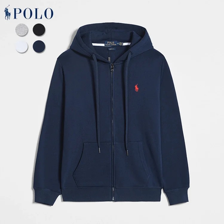 POLO new men's hooded sweatshirt pony hooded zipper business casual versatile Paul