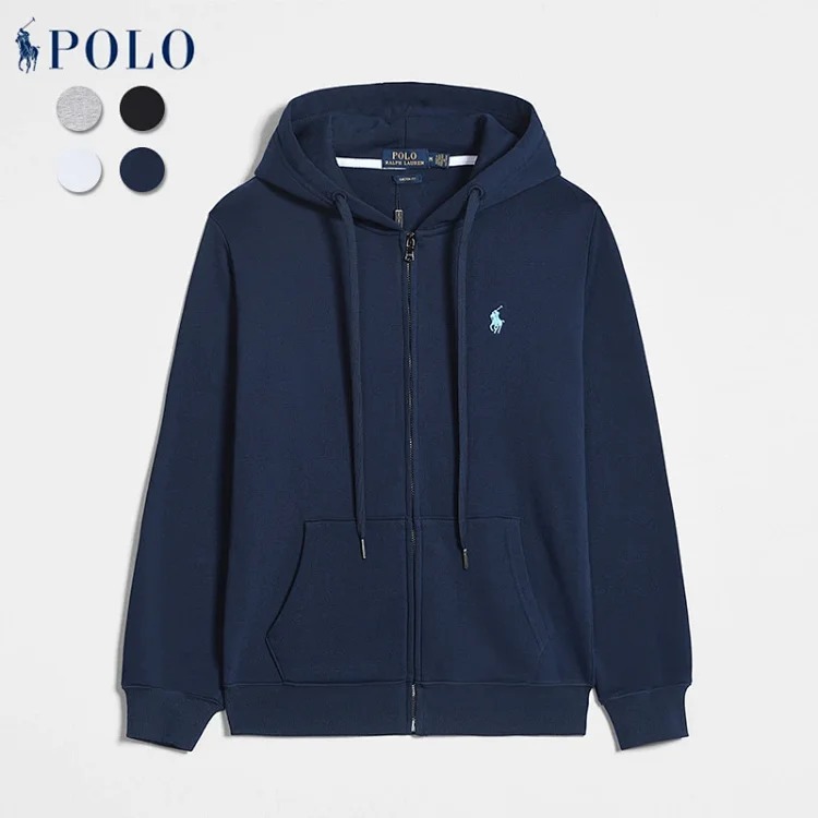 POLO new men's hooded sweatshirt pony hooded zipper business casual versatile Paul