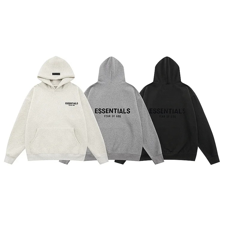 Essentials hooded sweatshirt flocking print plus veet men and women spring couple jacket
