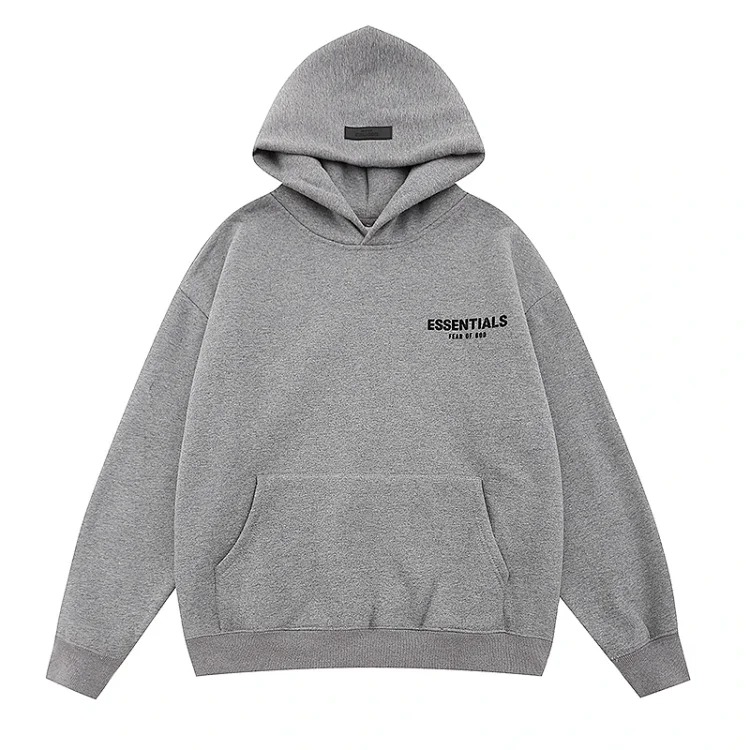 Essentials hooded sweatshirt flocking print plus veet men and women spring couple jacket