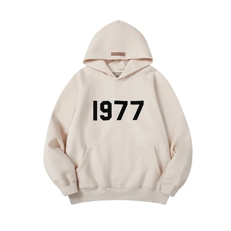 Essentials hooded sweatshirt flocking print plus veet men and women spring couple jacket