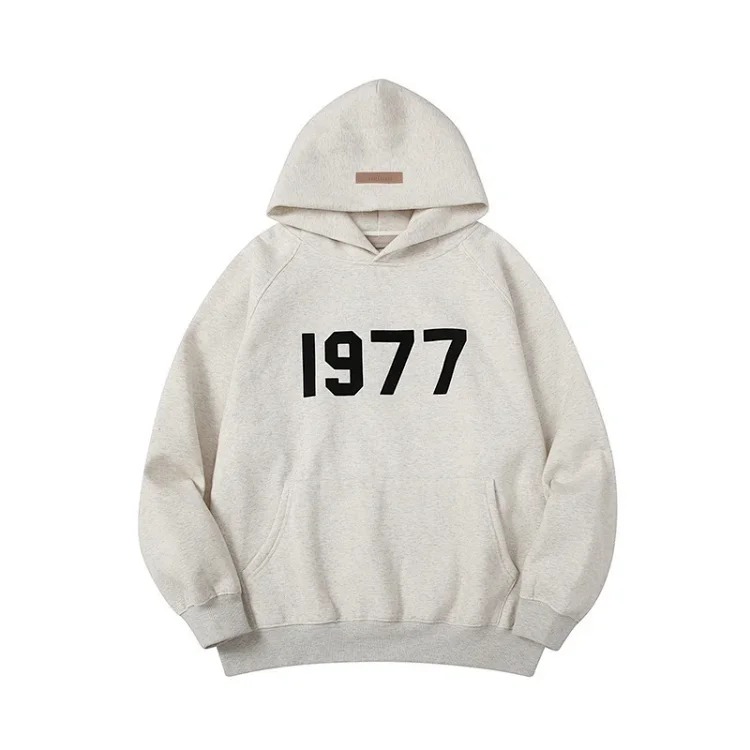 Essentials hooded sweatshirt flocking print plus veet men and women spring couple jacket