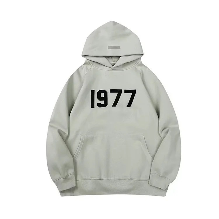 Essentials hooded sweatshirt flocking print plus veet men and women spring couple jacket