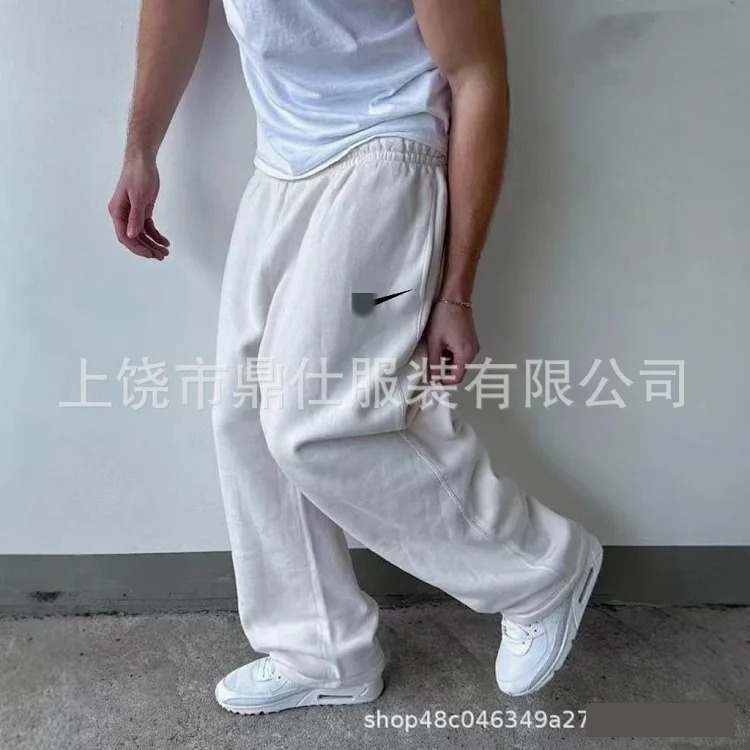 Couple wide-leg casual sweatpants with soft embroidery
