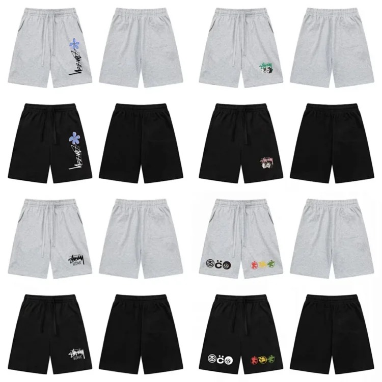 Cross-border European and American foreign trade letter printed stu casual pants skull sieve men's and women's teenagers five-quarter collection
