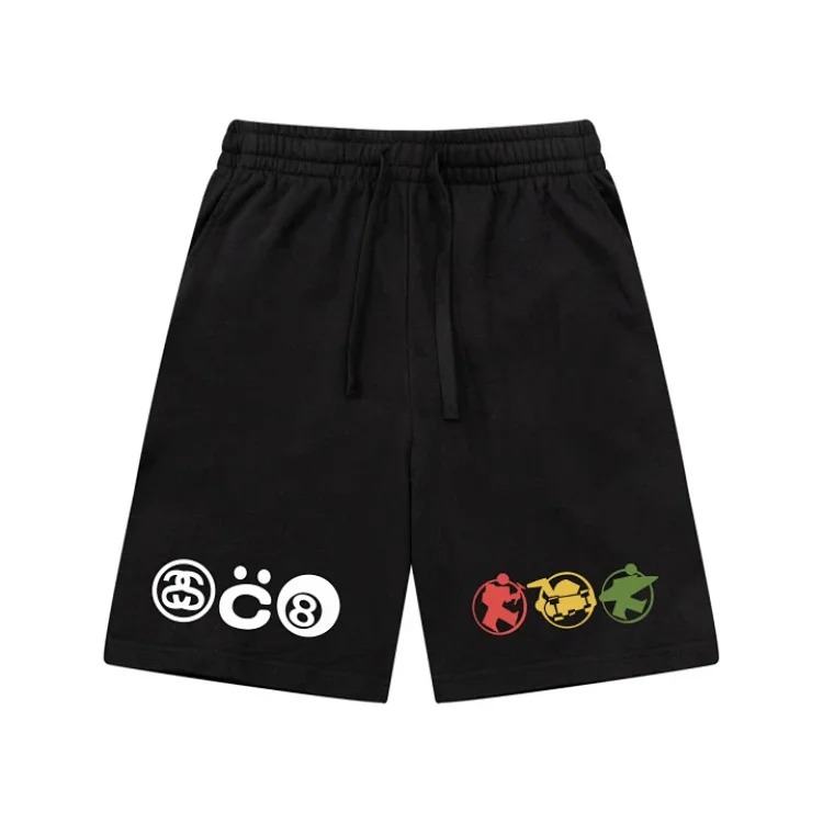 Cross-border European and American foreign trade letter printed stu casual pants skull sieve men's and women's teenagers five-quarter collection