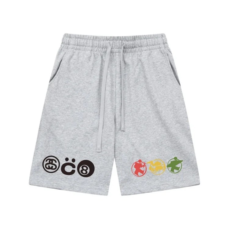 Cross-border European and American foreign trade letter printed stu casual pants skull sieve men's and women's teenagers five-quarter collection