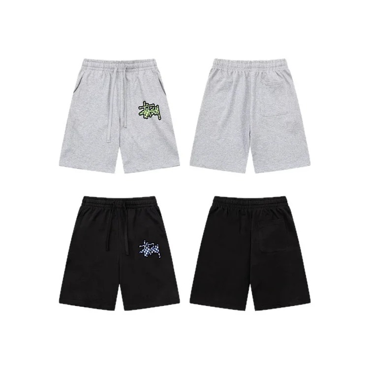 Cross-border European and American foreign trade letter printed stu casual pants skull sieve men's and women's teenagers five-quarter collection