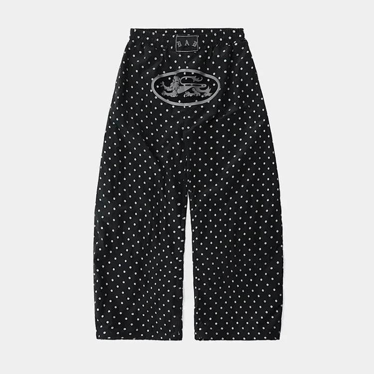 Korean badblood bcac series retro polka dot casual pants women's niche loose trousers wide leg