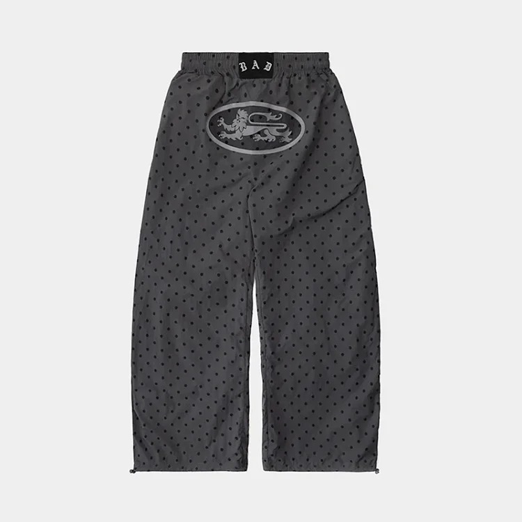 Korean badblood bcac series retro polka dot casual pants women's niche loose trousers wide leg