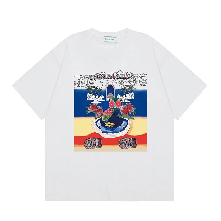 2025 Summer Printed Men's and Women's Loose Short-Sleeved T-Shirts Heavy Cotton