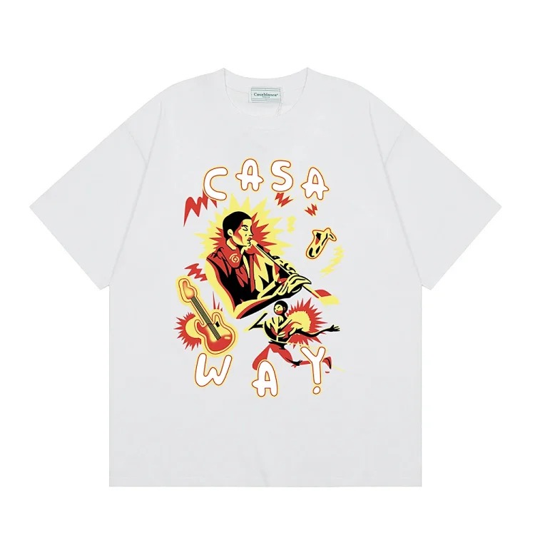 2025 Summer Printed Men's and Women's Loose Short-Sleeved T-Shirts Heavy Cotton