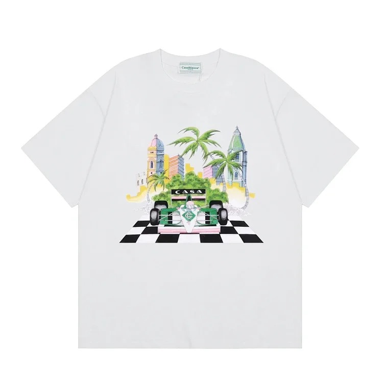 2025 Summer Printed Men's and Women's Loose Short-Sleeved T-Shirts Heavy Cotton
