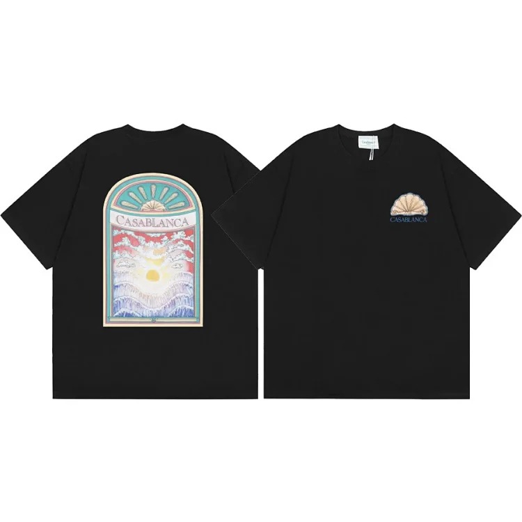 2025 Summer Printed Men's and Women's Loose Short-Sleeved T-Shirts Heavy Cotton