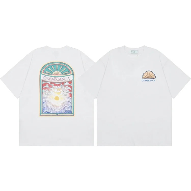 2025 Summer Printed Men's and Women's Loose Short-Sleeved T-Shirts Heavy Cotton