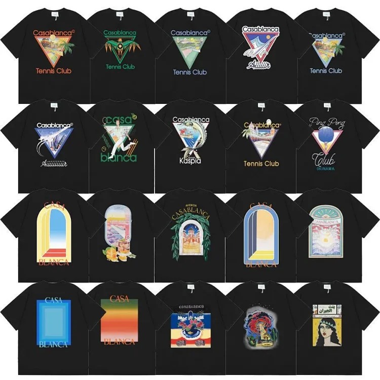 2025 Summer Printed Men's and Women's Loose Short-Sleeved T-Shirts Heavy Cotton