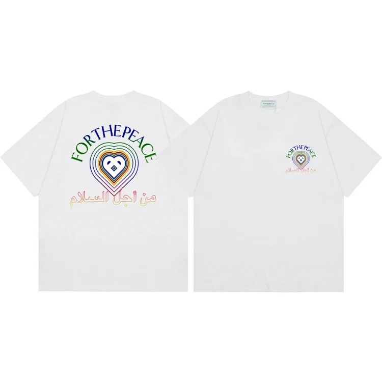2025 Summer Printed Men's and Women's Loose Short-Sleeved T-Shirts Heavy Cotton