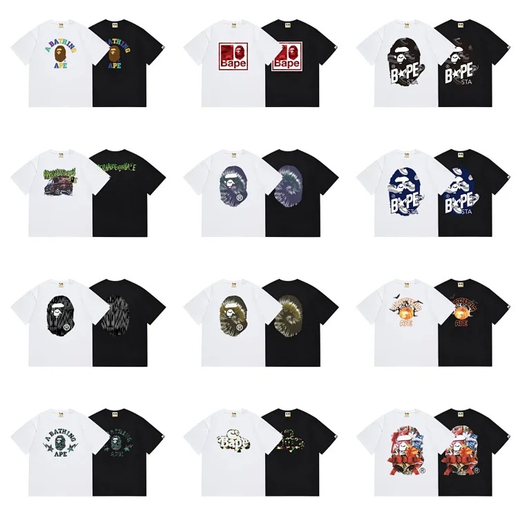 Cross-border BAPE T-Shirt Japanese trendy brand ape-headed little monkey camouflage round neck pullover loose short-sleeved T-shirt