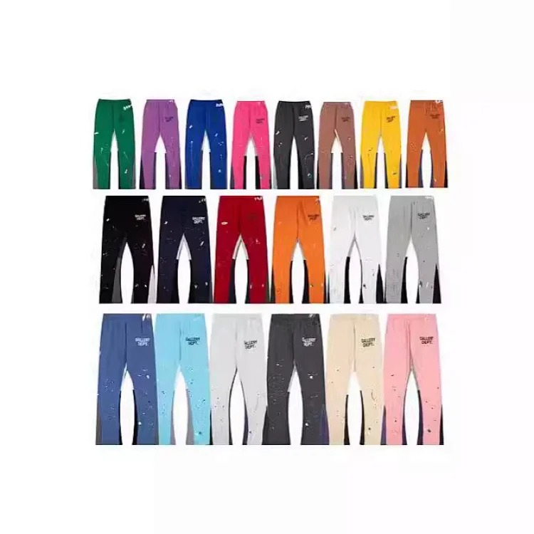 Gallery Dept hand-painted splash-ink stitching drawstring high street casual sweatpants micro-flared long pants for men and women
