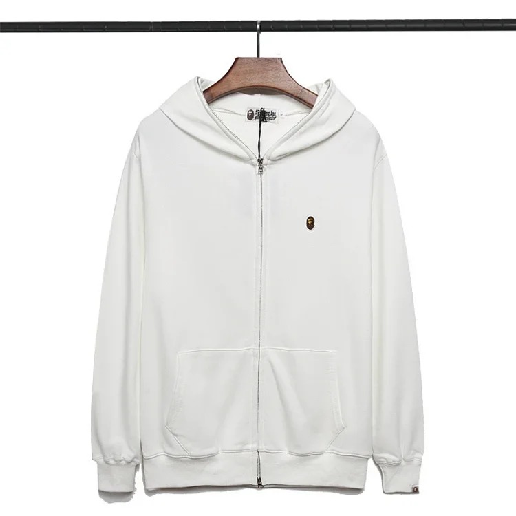 Autumn and style Japanese embroidered zipper jacket cotton terry sweatshirt for men and women-YC