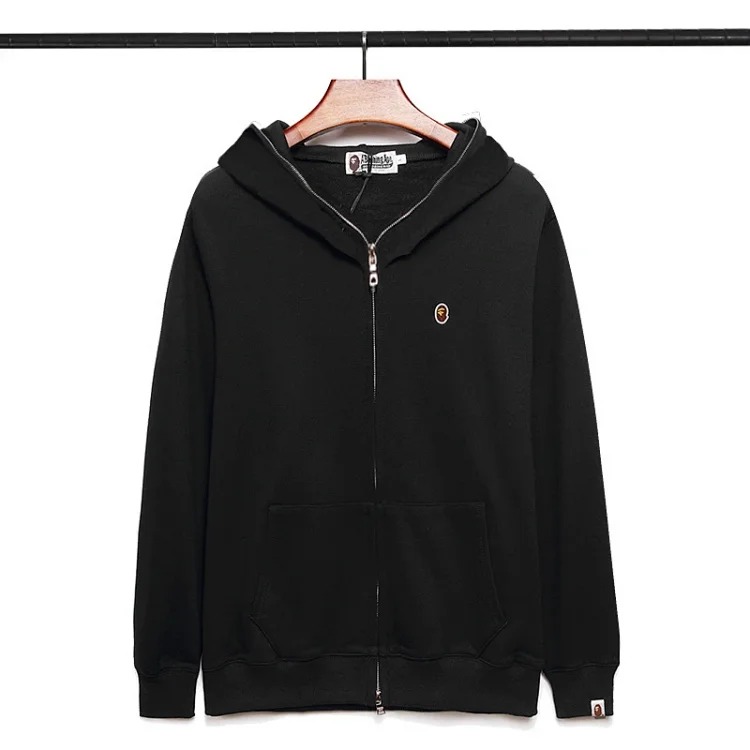 Autumn and style Japanese embroidered zipper jacket cotton terry sweatshirt for men and women-YC