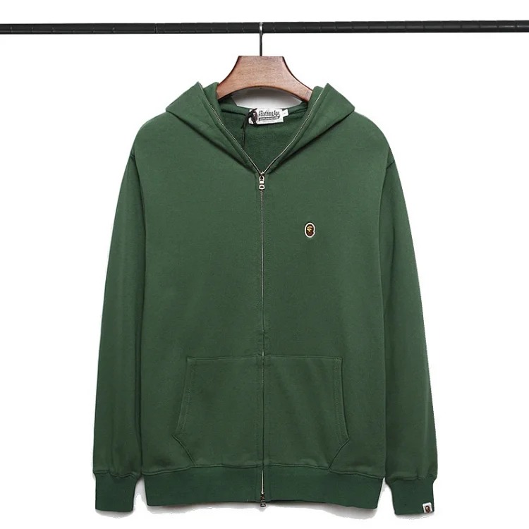 Autumn and style Japanese embroidered zipper jacket cotton terry sweatshirt for men and women-YC