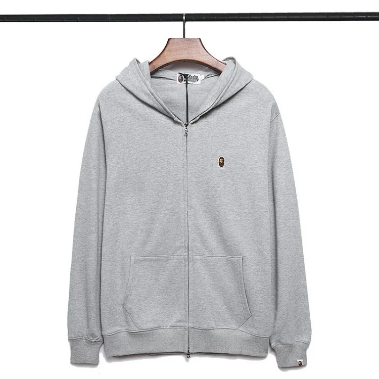 Autumn and style Japanese embroidered zipper jacket cotton terry sweatshirt for men and women-YC