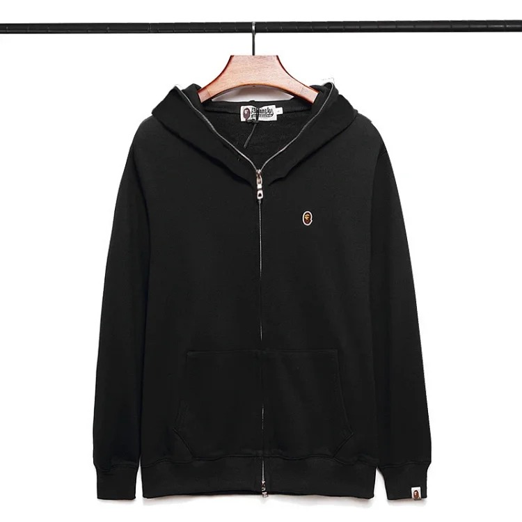 Autumn and style Japanese embroidered zipper jacket cotton terry sweatshirt for men and women-YC