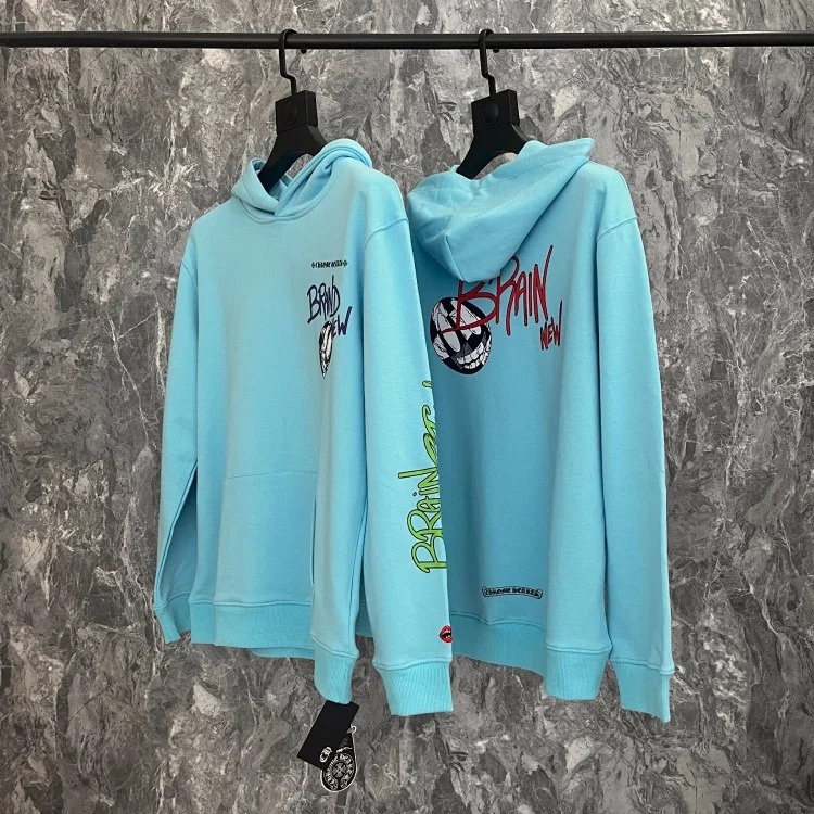 Chr pure cotton terry loose casual hooded sweatshirt