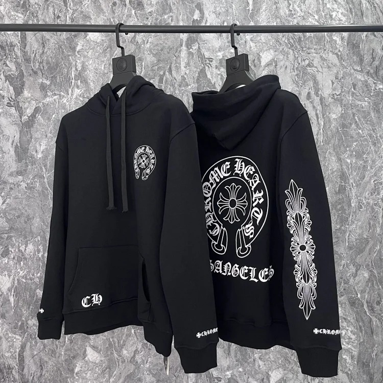 Chr pure cotton terry loose casual hooded sweatshirt image 4