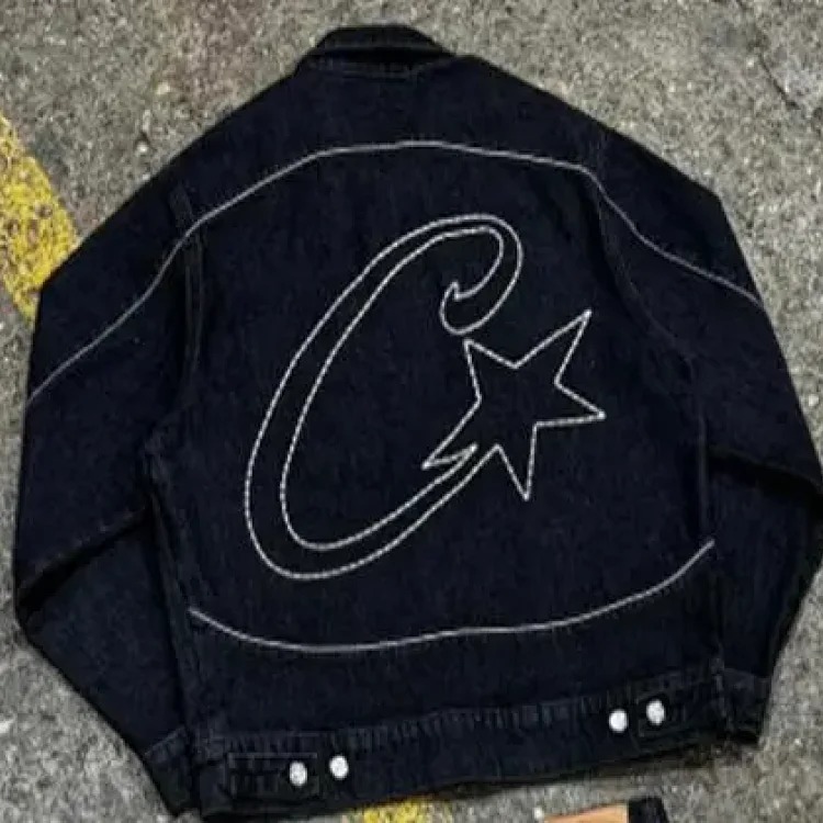 CORTEIZ jeans star embroidered jacket high street retro distressed shorts five-quarter pants trendy image 3