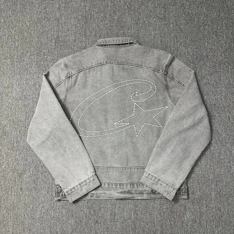 CORTEIZ jeans star embroidered jacket high street retro distressed shorts five-quarter pants trendy image 4