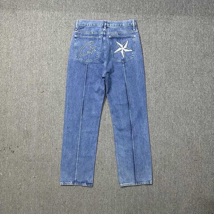 CORTEIZ jeans star embroidered jacket high street retro distressed shorts five-quarter pants trendy image 6
