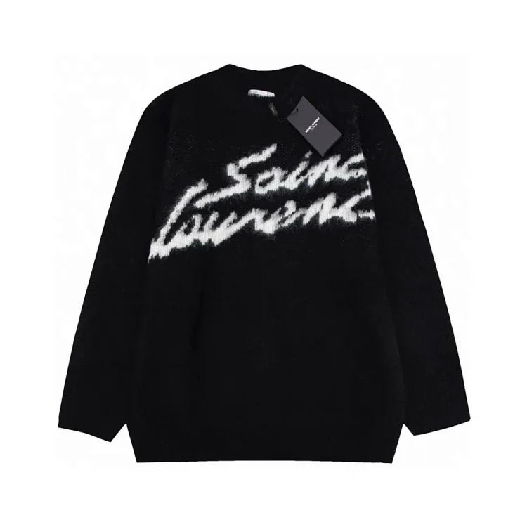 DX51-1 2024 Autumn and Alphabet Uniform Seahorse Wool Round Neck Sweater for Men and Women