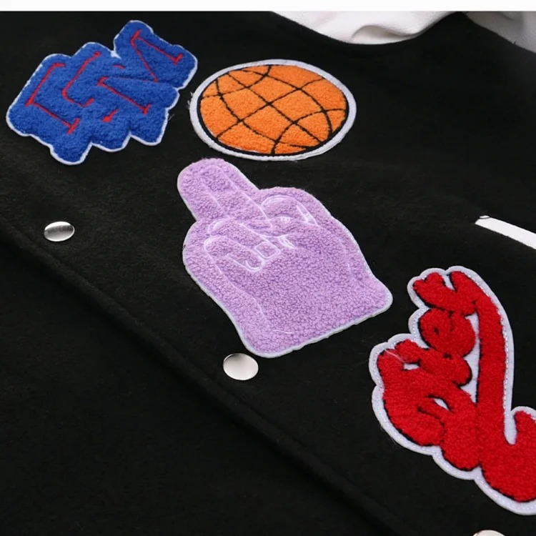 Curry's same style vibe American autumn and winter stand-up collar thickened baseball uniform patchwork embroidered stitching double layer warm jacket for men