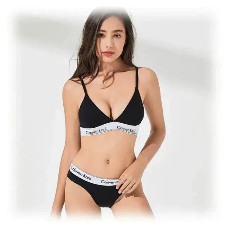 ZM18-Ladies Bra Set Push-up Wireless Pure Cotton Girls Sexy Briefs Unprinted
