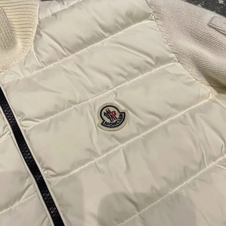 Moncle solid color logo patch patchwork quilted down jacket