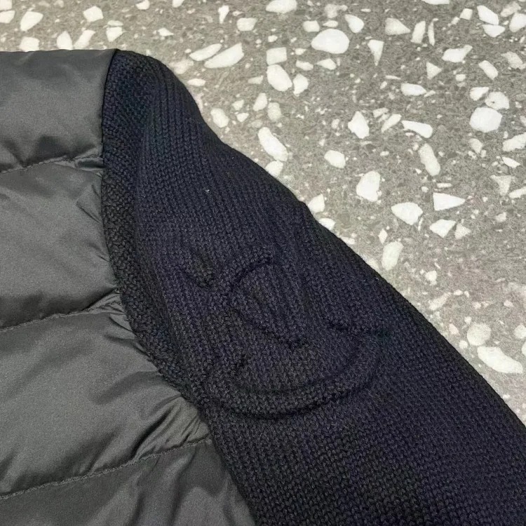 Moncle solid color logo patch patchwork quilted down jacket