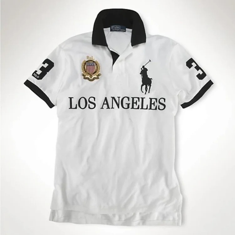 War Horse T-shirt Golden Classic City Lapel Casual Embroidery pl