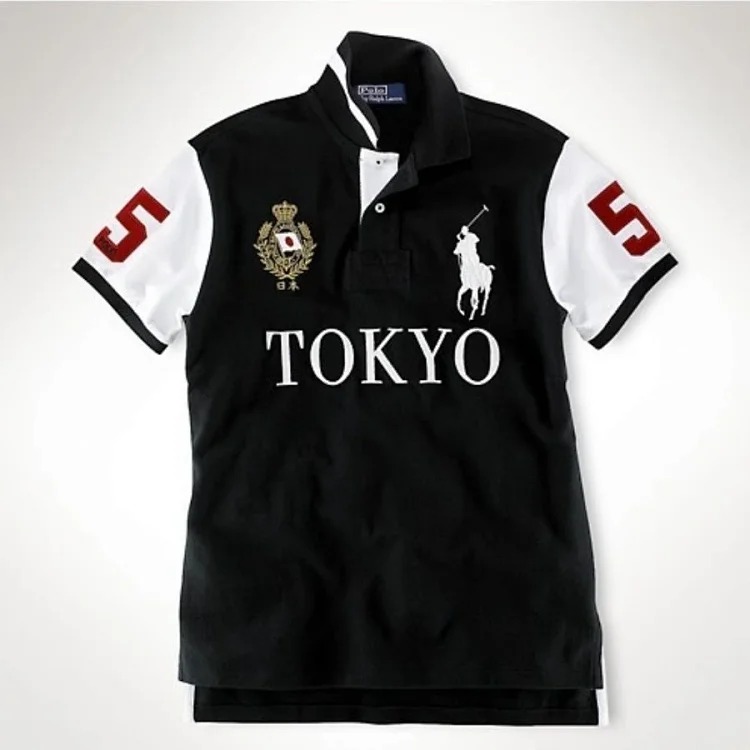 War Horse T-shirt Golden Classic City Lapel Casual Embroidery pl