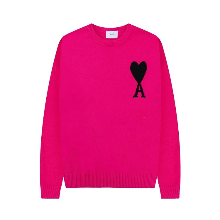 AMI Heart Embroidery Print Fashionable Crew Neck Sweater