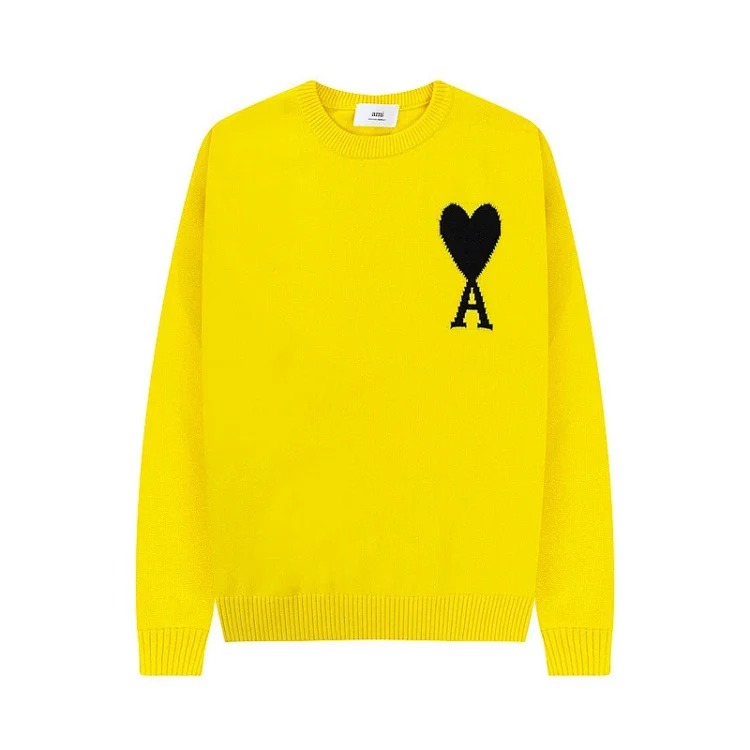 AMI Heart Embroidery Print Fashionable Crew Neck Sweater