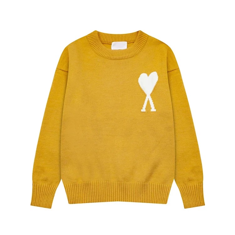 AMI Heart Embroidery Print Fashionable Crew Neck Sweater