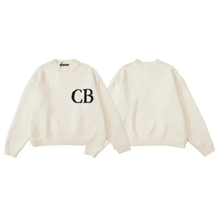 Letter jacquard loose knitted sweater for men and women