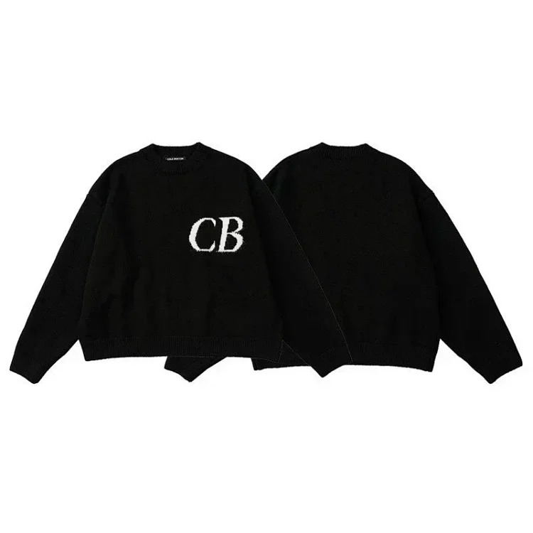 Letter jacquard loose knitted sweater for men and women